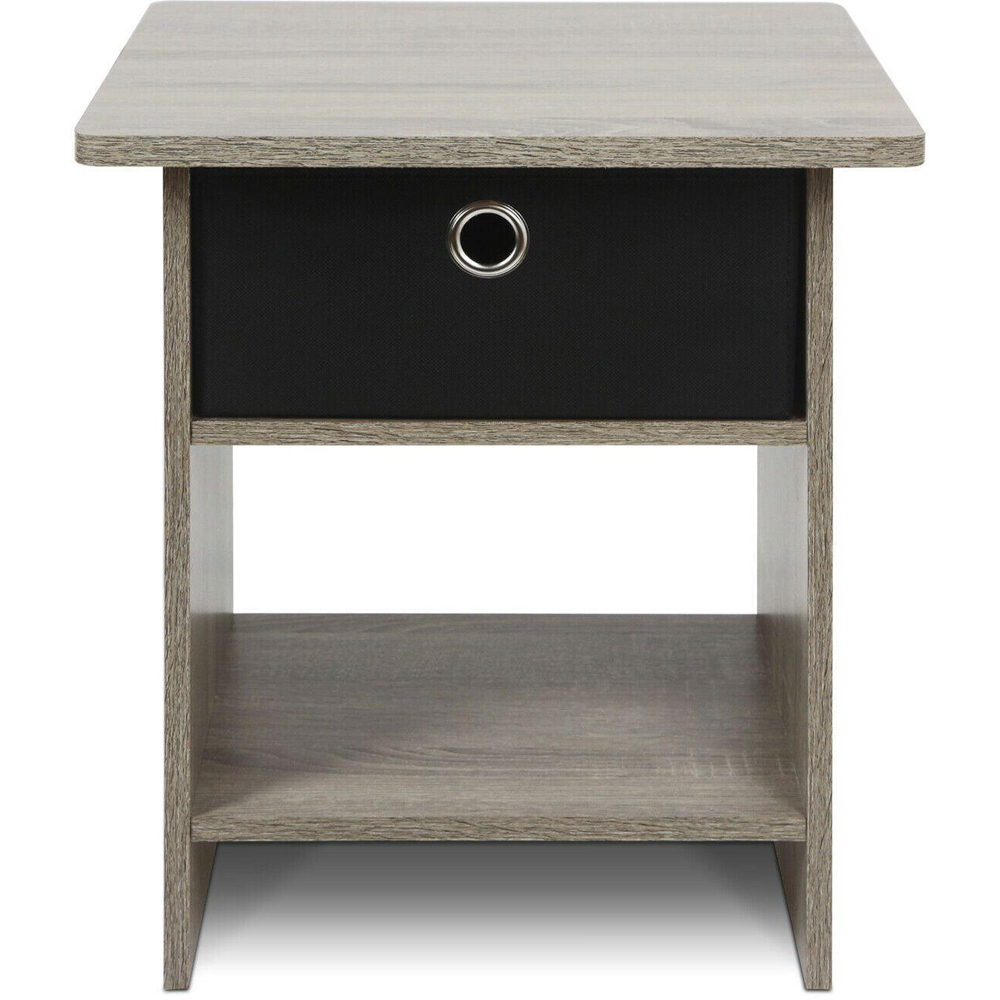 Walplus Dario Single Drawer Single Shelf Grey and Black French Oak End Table Image 3