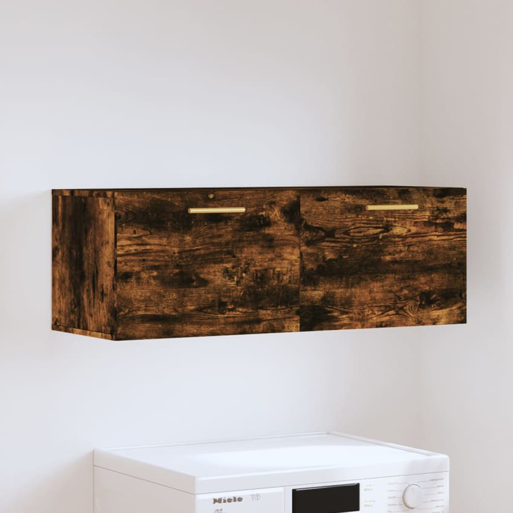 vidaXL 2 Door Smoked Oak Wall Cabinet Image 1