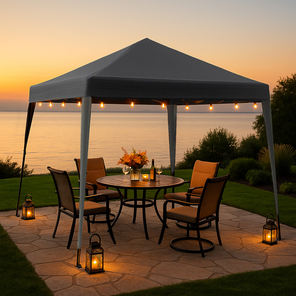 Home Source 3 x 3m Grey Easy Up Garden Outdoor Gazebo Image 7