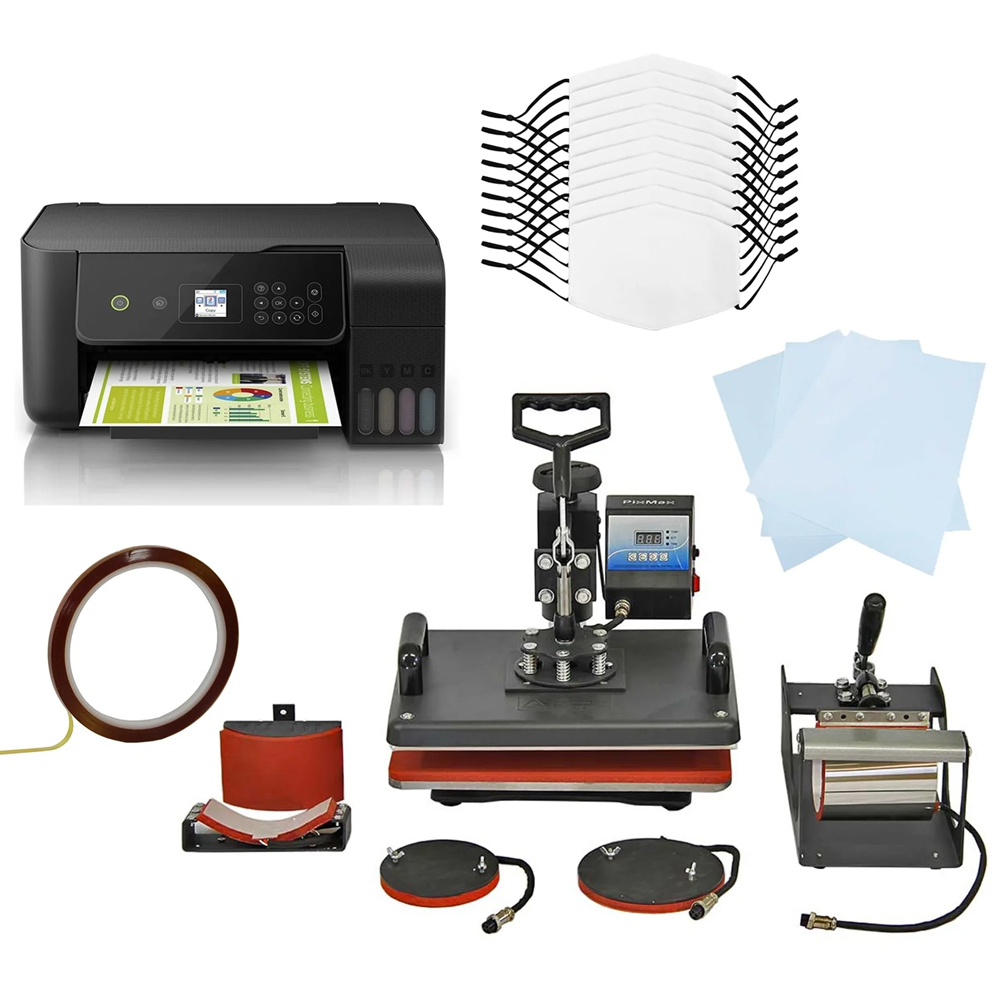 MonsterShop 5 in 1 Heat Press and Eco Tank Printer Set Image 1