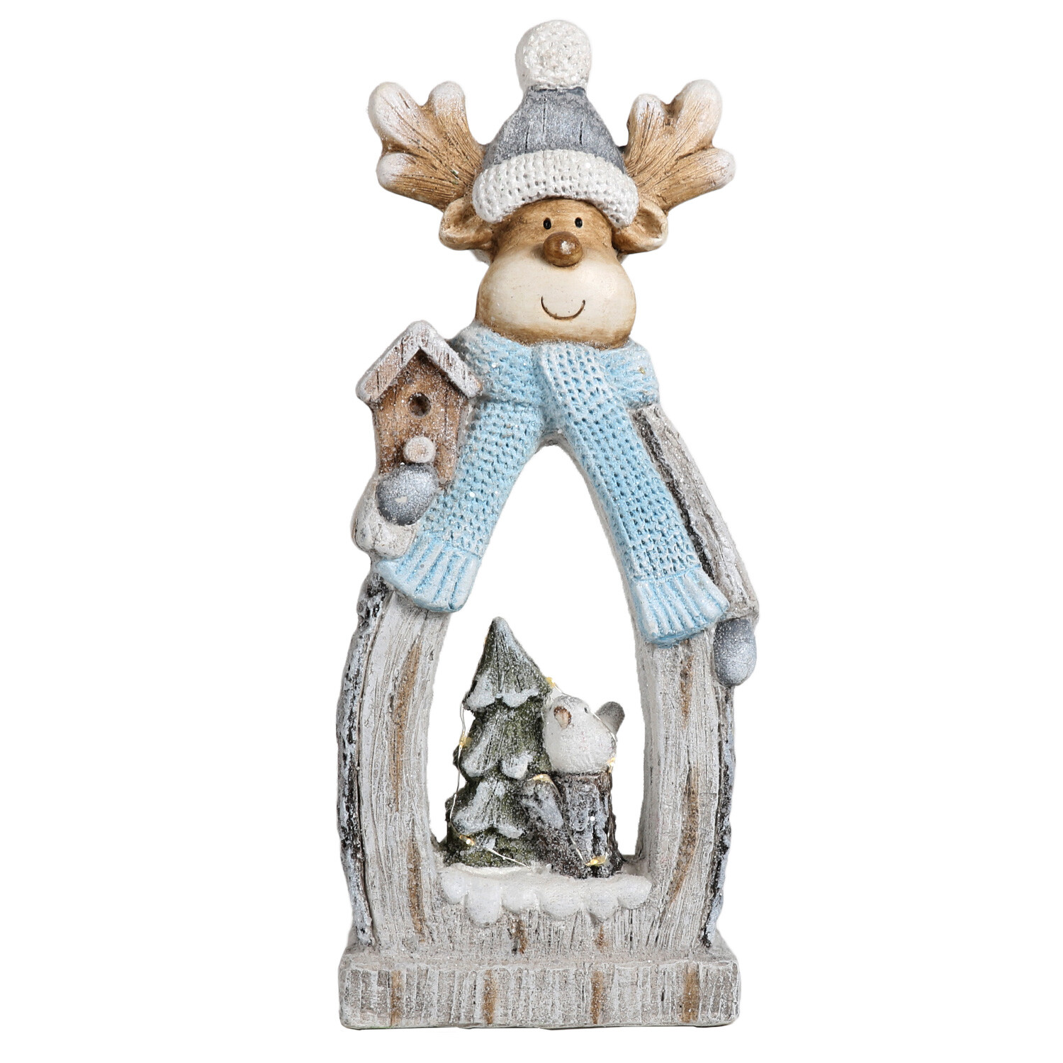 Single Alpine Lodge Magnesia Natural LED Santa Deer Ornament in Assorted styles Image 3