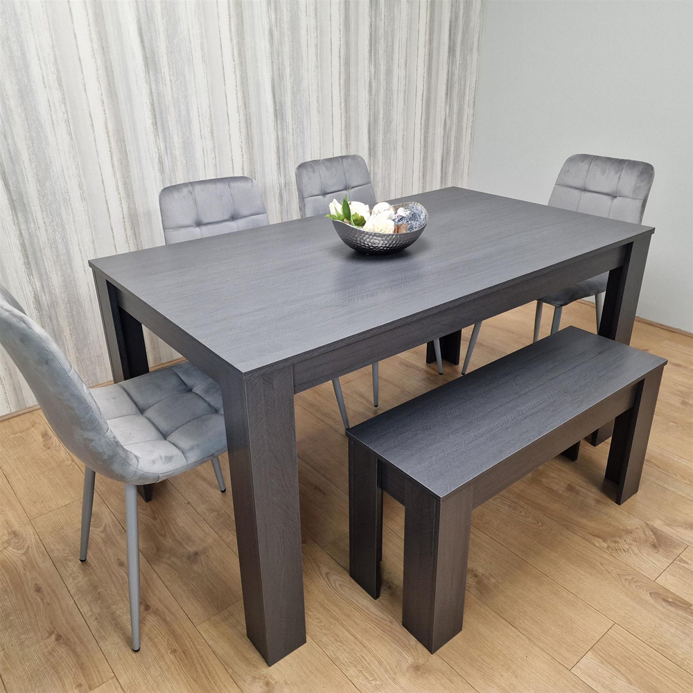 Portland 6 Seater Dining Set Dark Grey and Grey Image 2