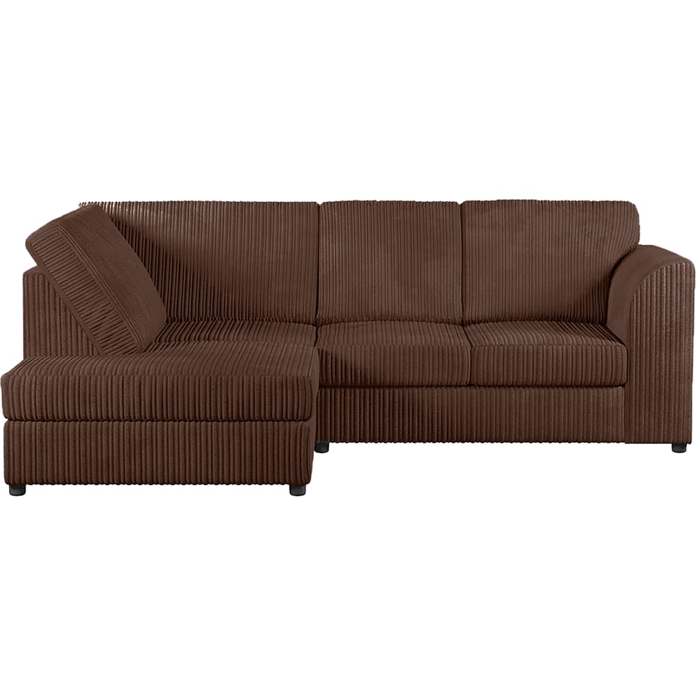 Luxor 4 Seater Chocolate Jumbo Cord Full Back Left Hand L Shape Corner Sofa Image 2