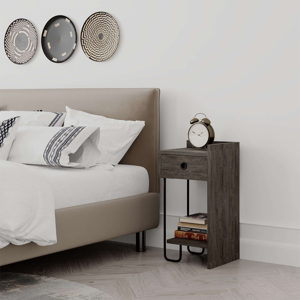 Decortie Sirius Single Drawer Single Shelf Dark Coffee Right Module Bedside Table Image 4