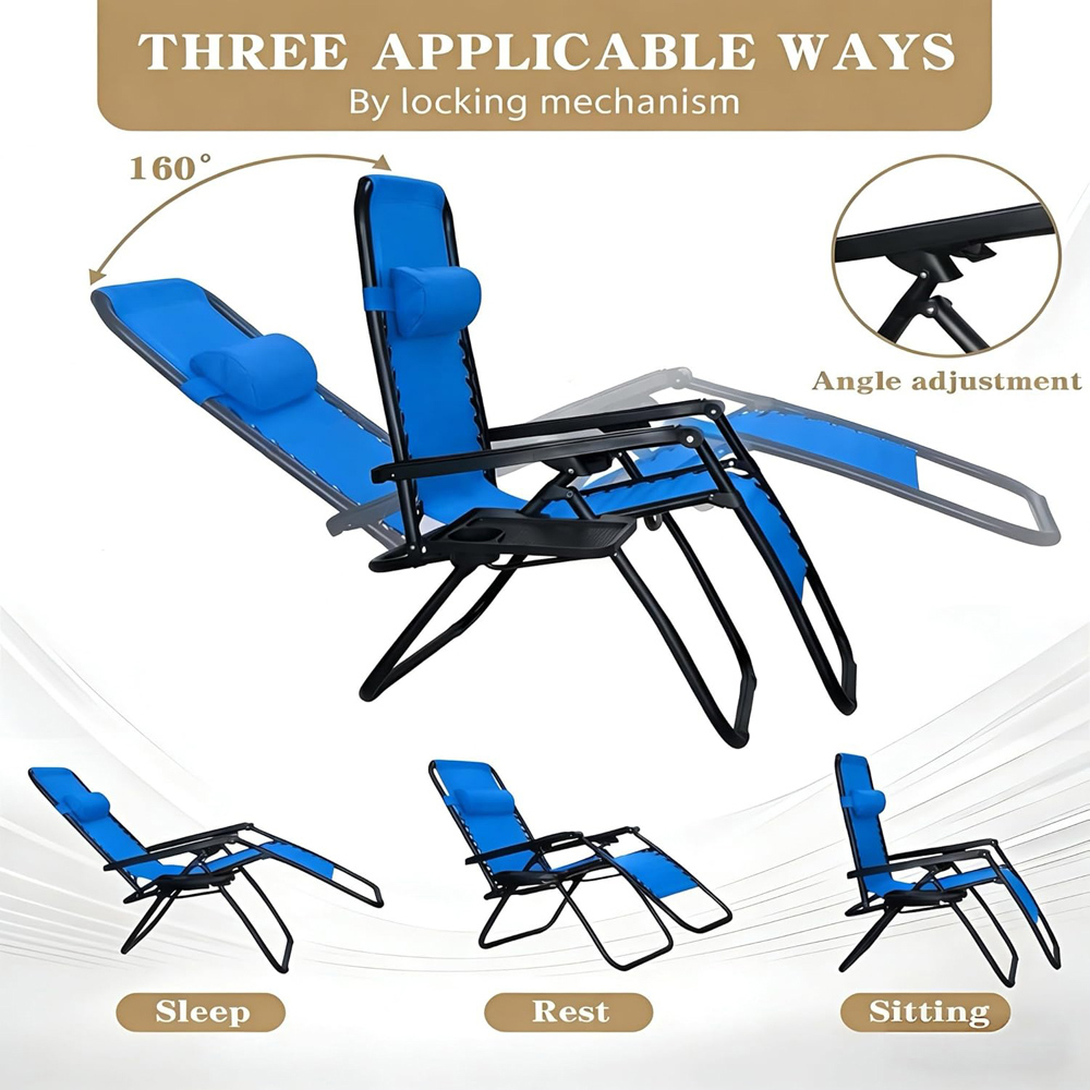 Alivio 2 Pack Sky Blue Zero Gravity Reclining Sun Loungers Image 6