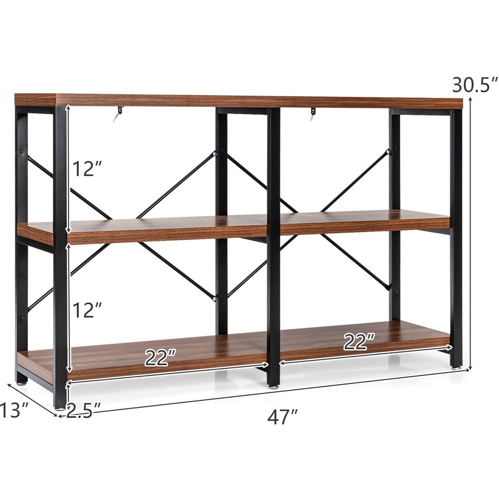 Costway 2 Shelf Rustic Console Table Image 9