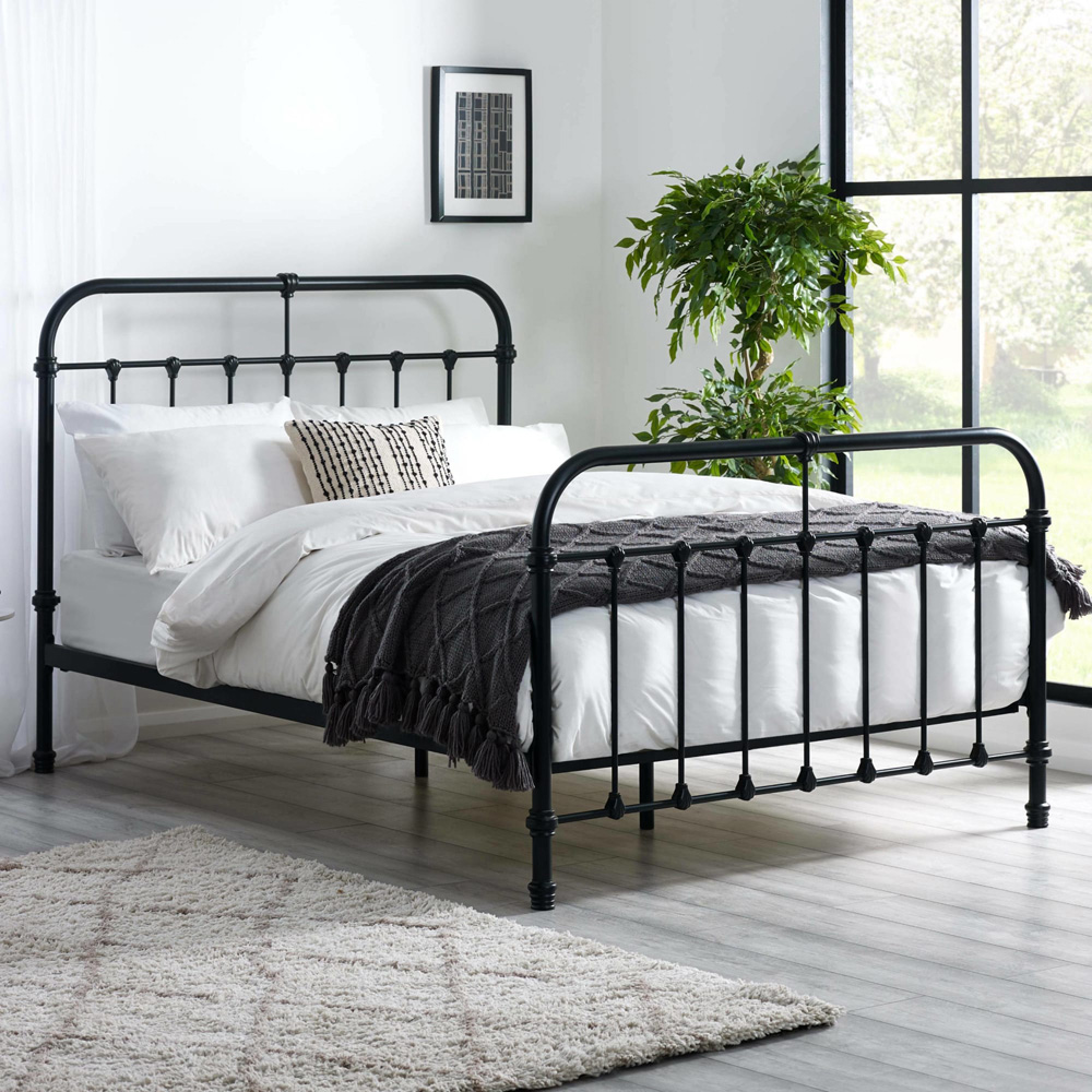 Julian Bowen Logan Double Black Satin Metal Bed Frame Image 1