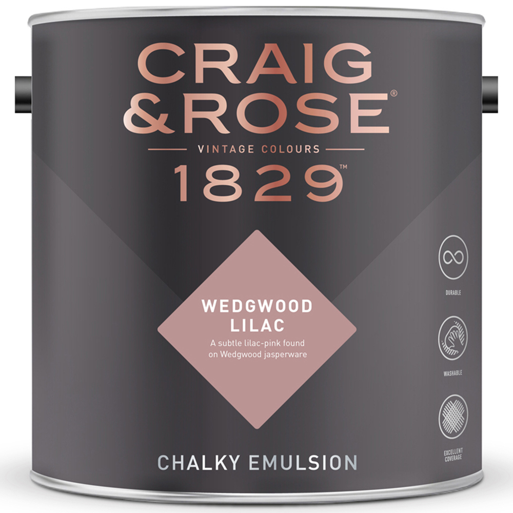 Craig & Rose Walls and Ceilings Wedgwood Lilac Chalky Emulsion Paint 5L Image 2
