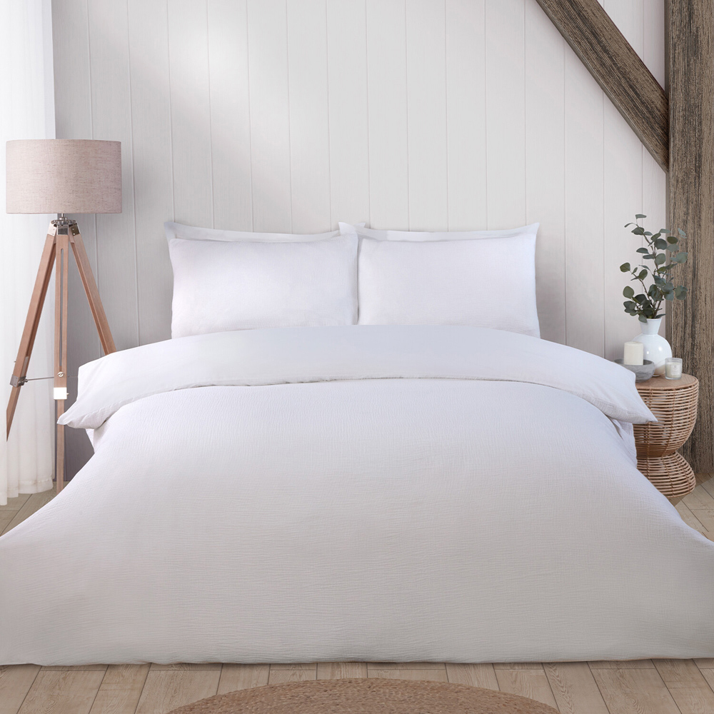 Muslin Duvet Set White Double Image 1