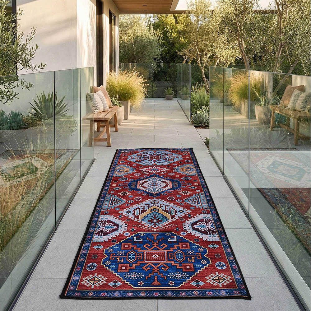 Living and Home Bohemian Eclectic Geometric Non-Slip Runner Rug 300 x 60cm Image 7