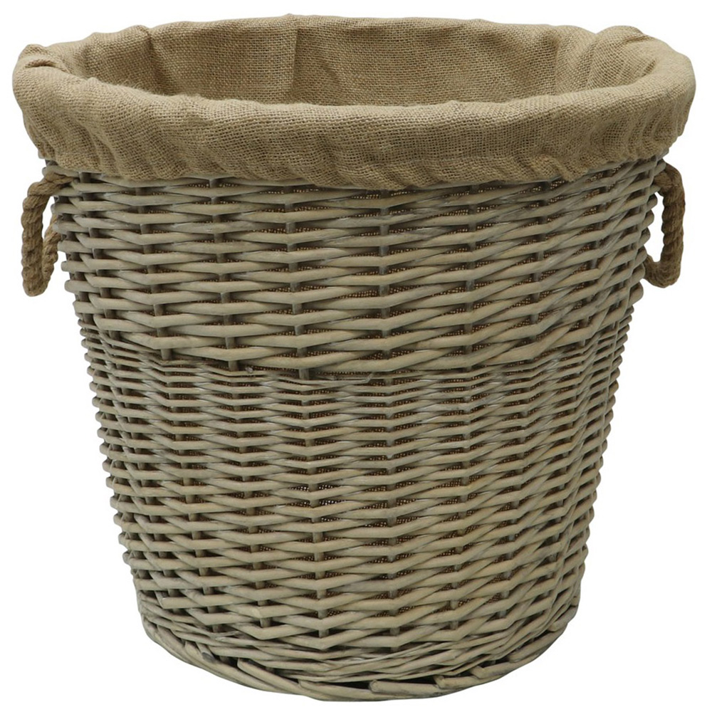 JVL Willow Antique Wash Log Basket with Rope Handles 46 x 37 x 52cm Image 3