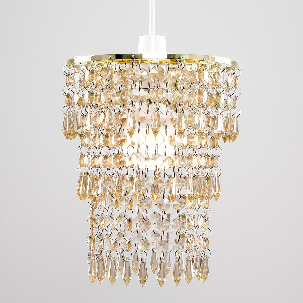 ValueLights 3 Tier Gold Acrylic Bead Droplet Ceiling Lamp Shade Image 4