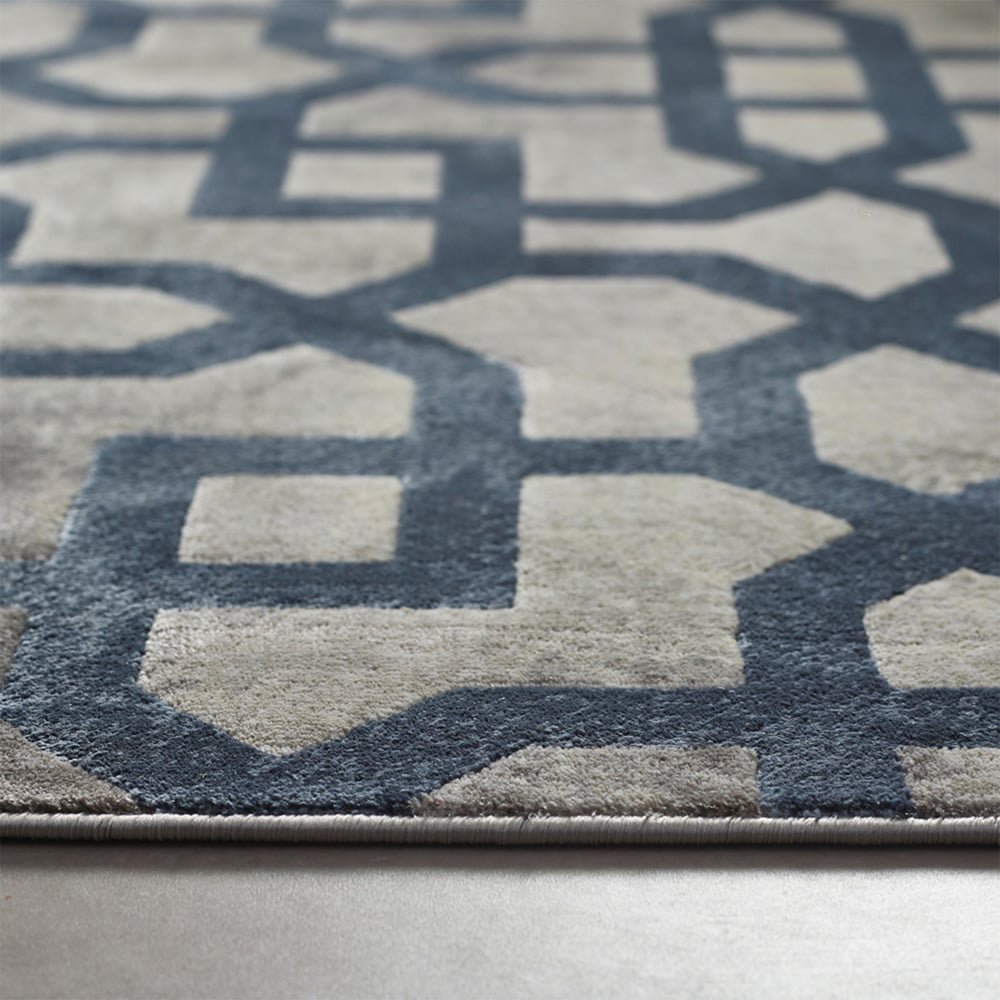 Origins Avanti Grey and Blue Geometric Rug 120 x 170cm Image 3