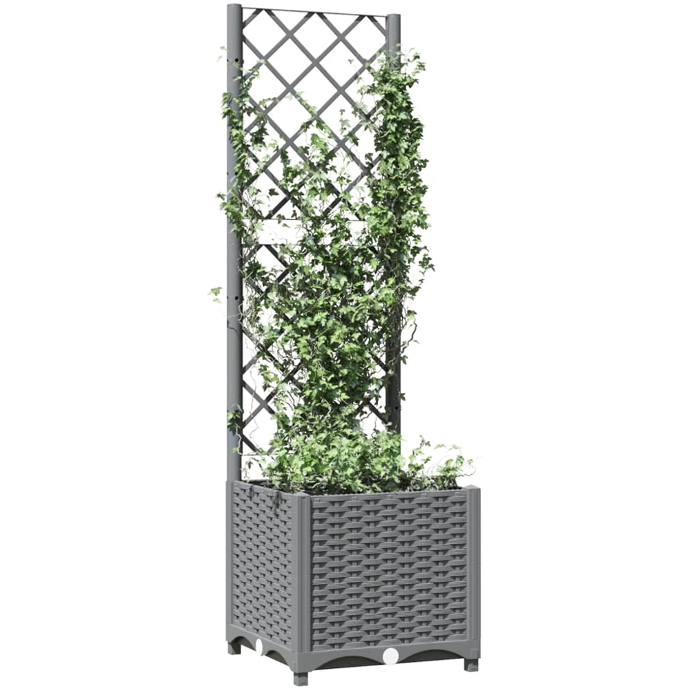 vidaXL Grey Plastic Garden Planter with Trellis 136 x 40 x 40cm Image 2