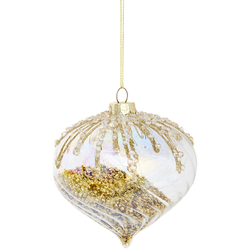 Grace and Glory Iridescent Gold Christmas Bauble Image 4