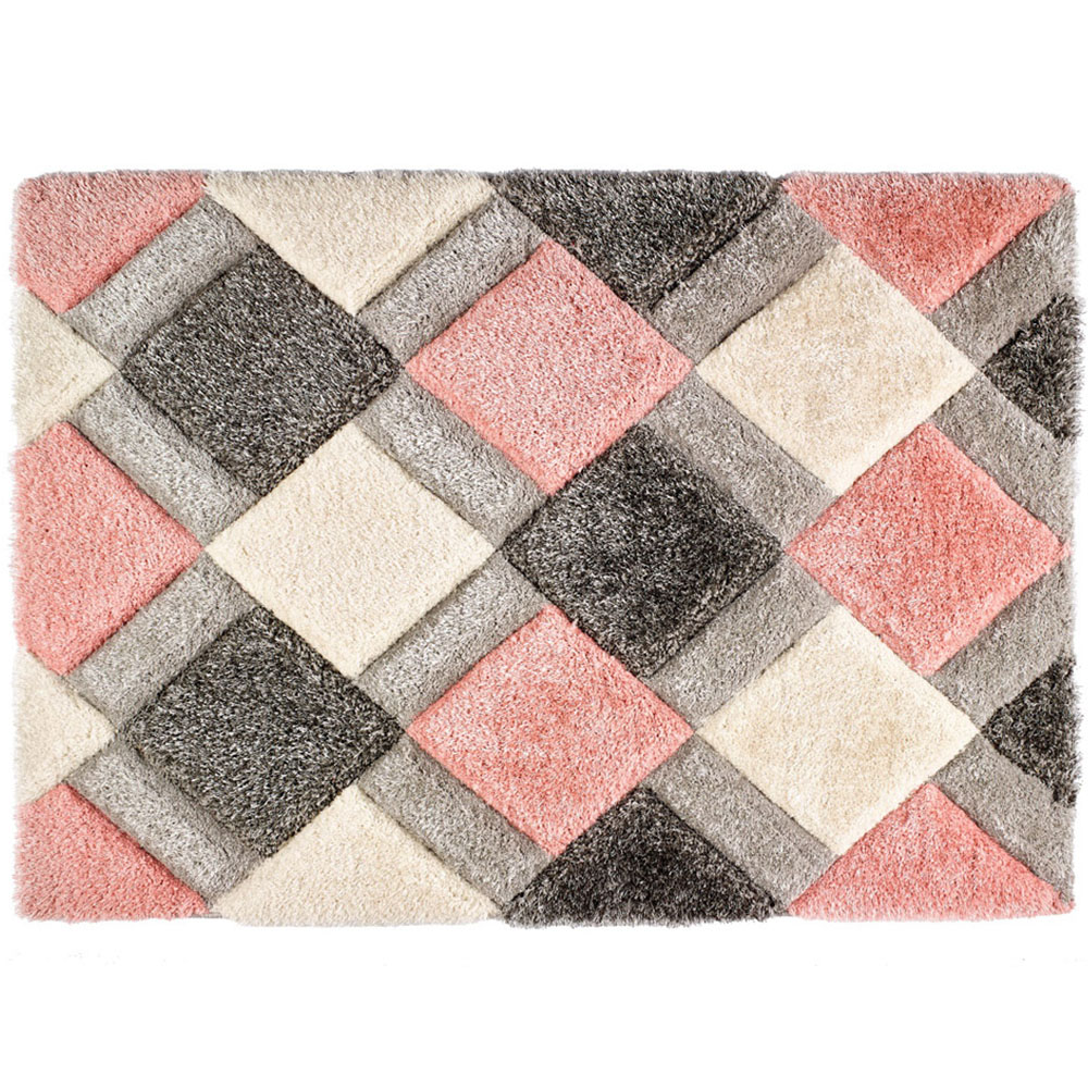 Origins Blush 3D Geo Shaggy Carved Rug 60 x 110cm Image 1