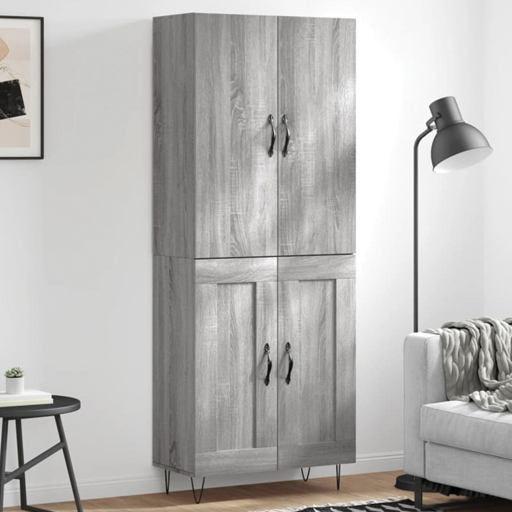 vidaXL 4 Door Grey Sonoma Highboard Image 1