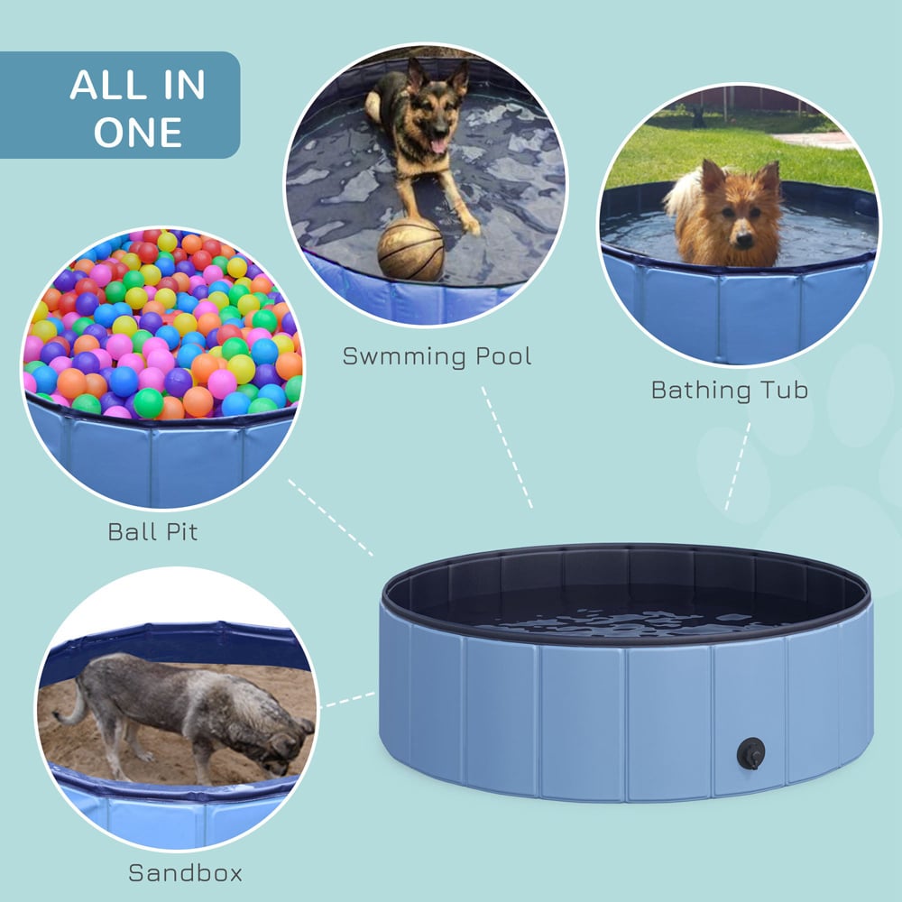 PawHut 100cm Foldable Paddling Pool Blue Image 4