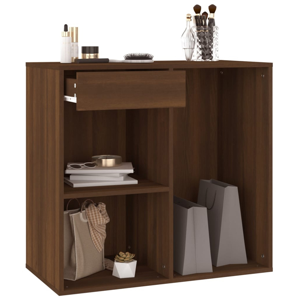 vidaXL Brown Oak Single Drawer 3 Open Shelf Cosmetic Storage Cabinet Image 6