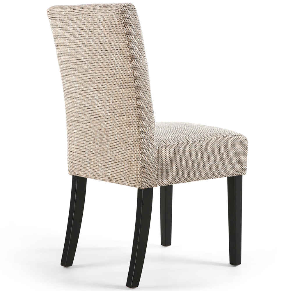 Portland Harlow Oatmeal Tweed Black Legs Waffle Back Dining Chair Image 5