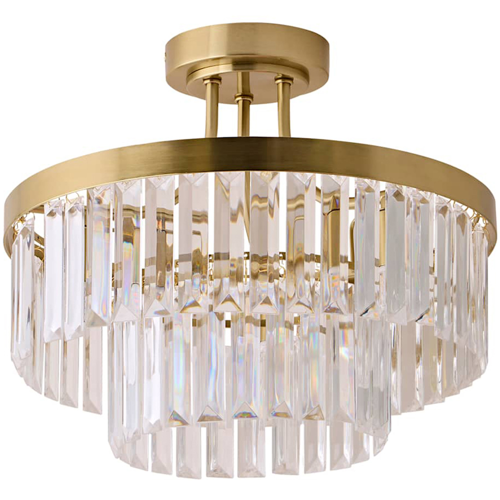 ValueLights Pemberley 2-Tier Brushed Gold Acrylic Jewel Chandelier Ceiling Light with Bulb Image 1