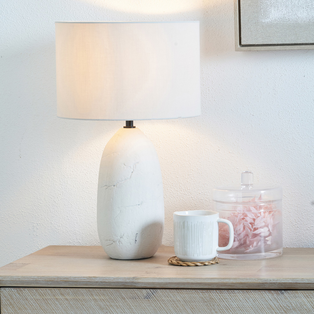 Pacific Lifestyle Erika White Vintage Textured Ceramic Table Lamp Image 2