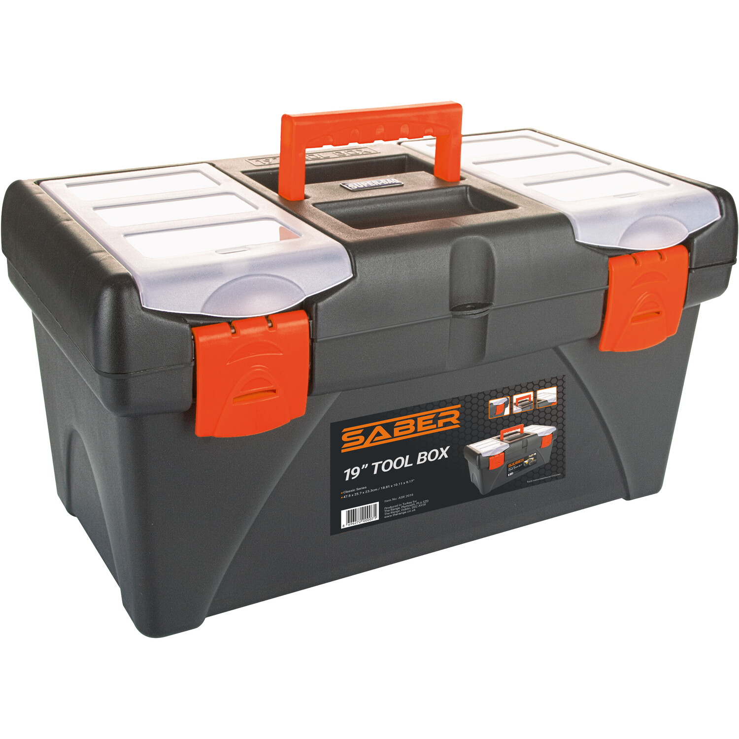 Saber Black and Orange Tool Box 47.8cm Image