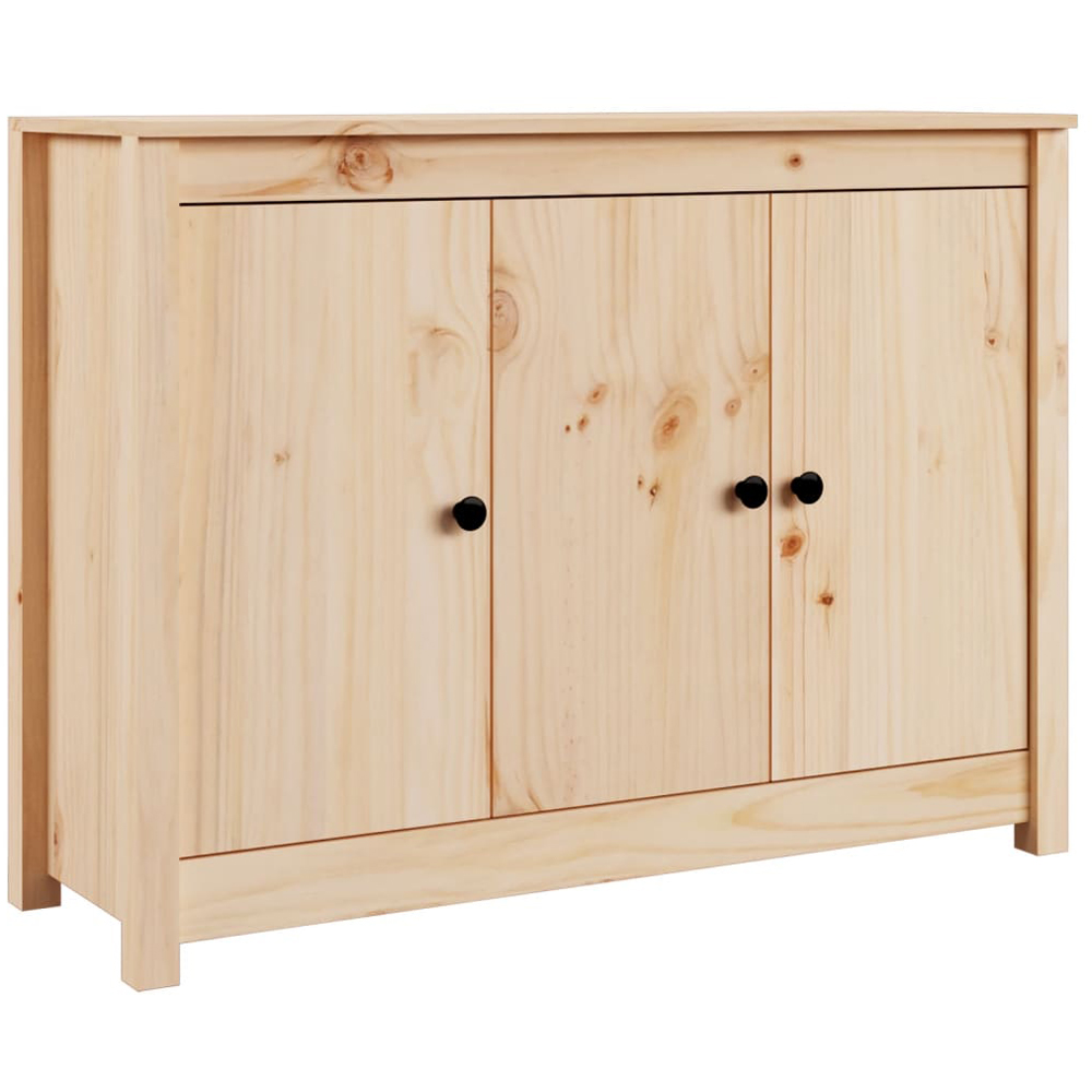 vidaXL 3 Door Natural Solid Pine Wood Sideboard Image 2