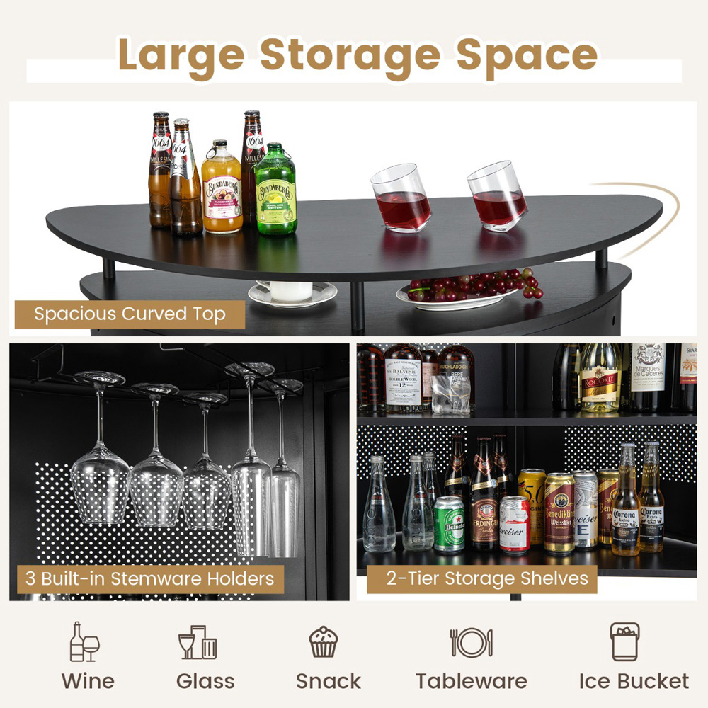 Costway 4 Shelf Black Bar Table Image 6