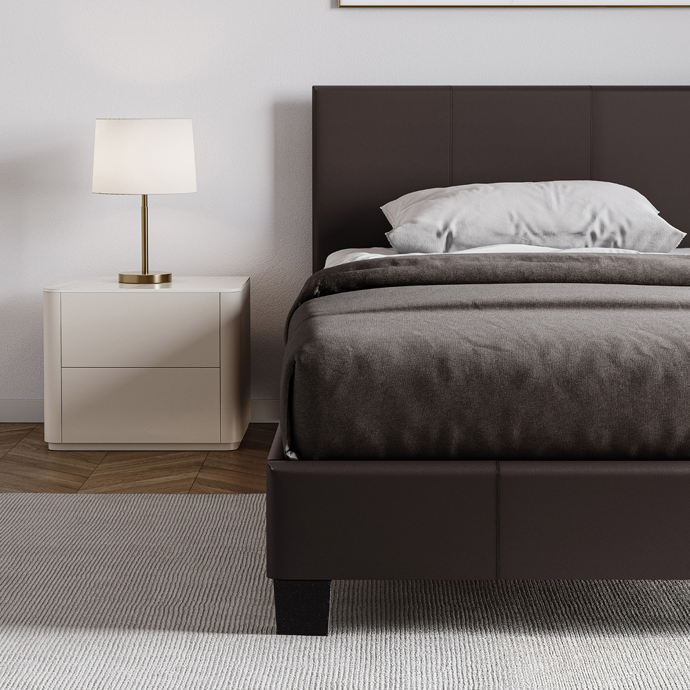 VIDA DESIGNS Lisbon Single Brown Faux Leather Bed Frame Image 4