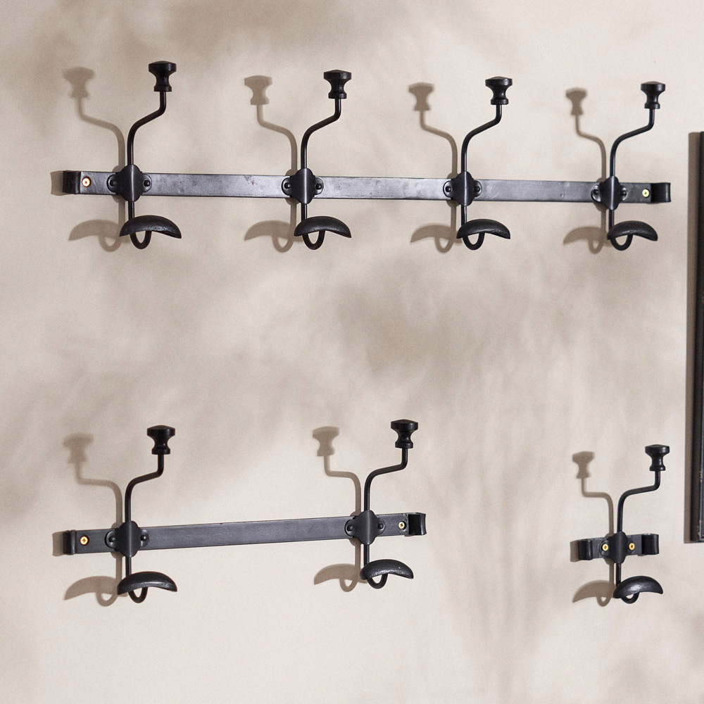 Dibor Duke Noir Black Iron Wall Mounted 2 Hook Rack Image 4
