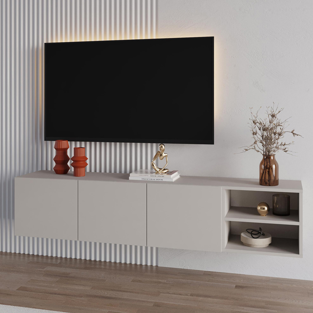Decortie Conrad 3 Door 2 Shelf Sandstone TV Unit Image 1