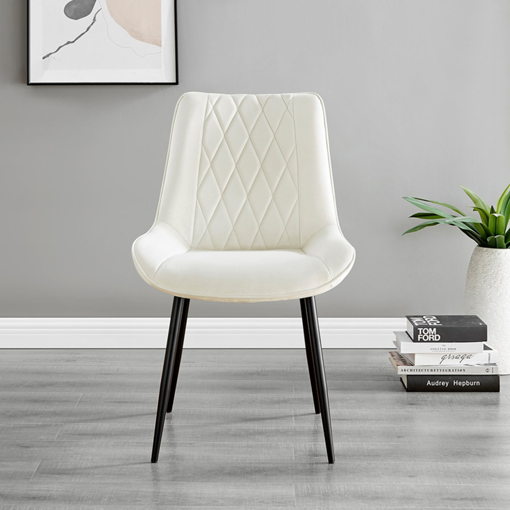 Furniturebox Molini Cesano 6 Seater Dining Set Black Gloss and Cream Image 3