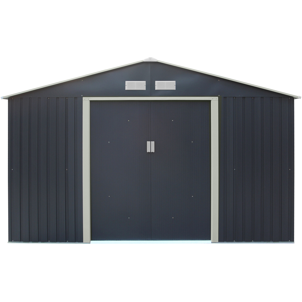 Rowlinson Trentvale Metal Apex Shed Dark Grey with Foundation Kit 10 x 12ft Image 1