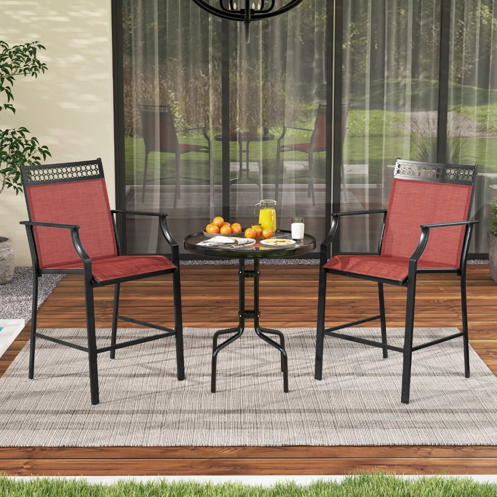 Costway Set of 2 Red Outdoor Patio Chairs with Footrest Image 3