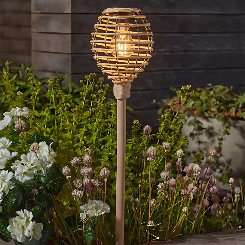 Garden Mile 4 Pack Rattan Effect Solar LED Stake Light Image 4