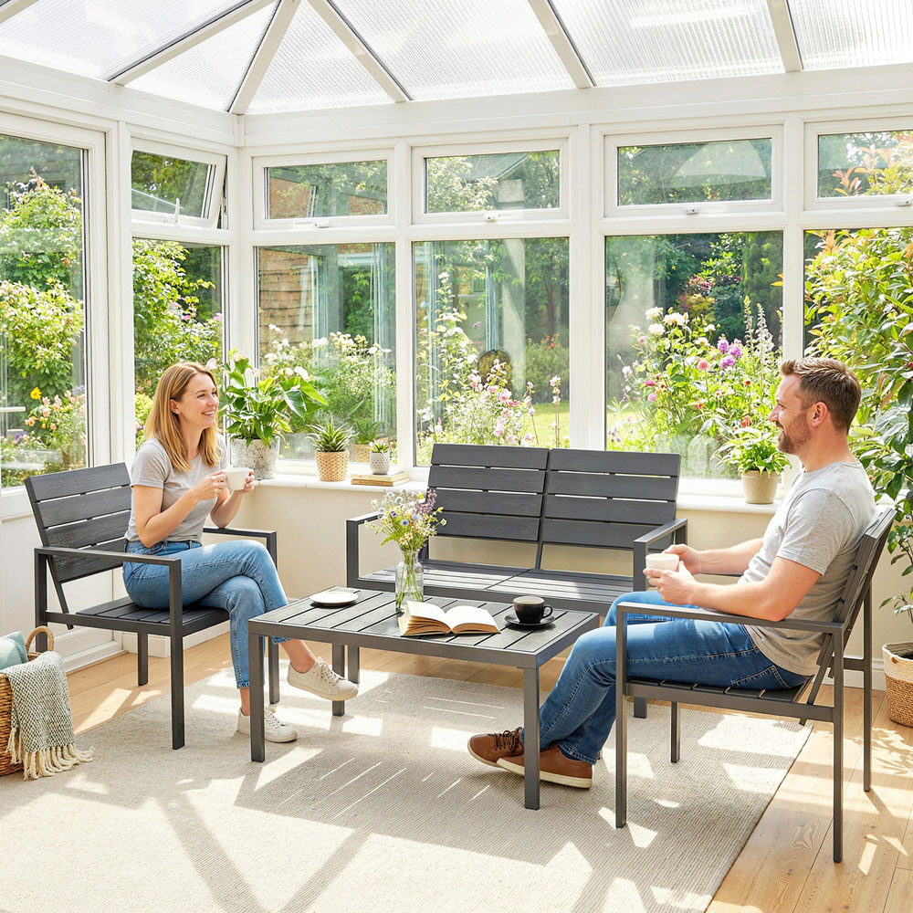 Outsunny 4 Seater Dark Grey Garden Sofa Set Image 3