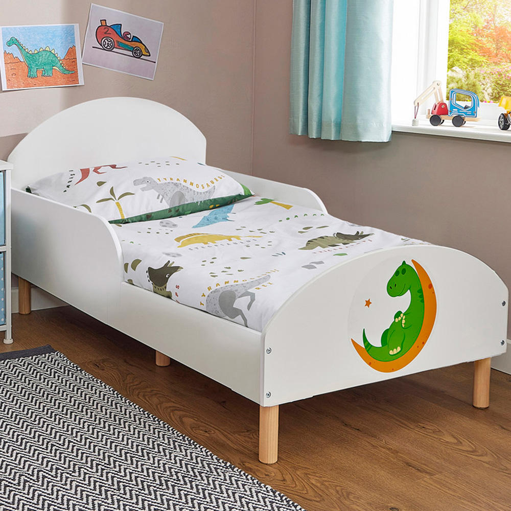 Liberty House Toys Dinosaur White Toddler Bed Image 1