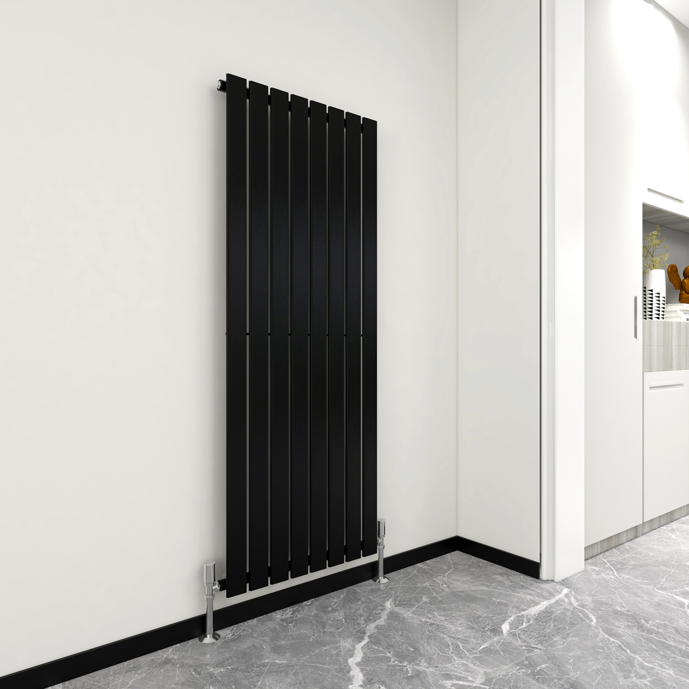 Black 3521 BTU Single Flat Panel Vertical Column Radiator 1600 x 544mm Image 2