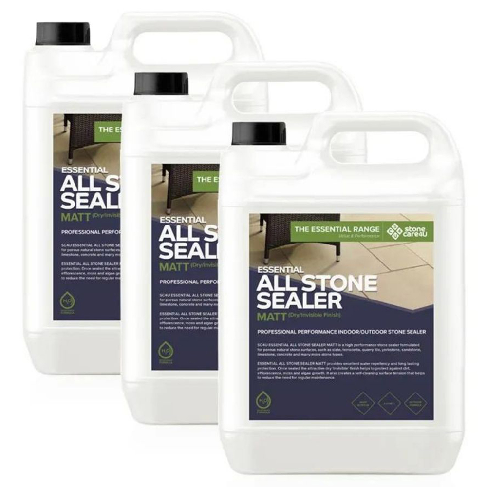 StoneCare4U Essential Matt Finish All Stone Sealer 5L 3 Pack Image 1