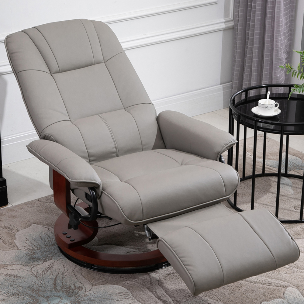 Portland Grey Faux Leather Manual Recliner Chair Image 1
