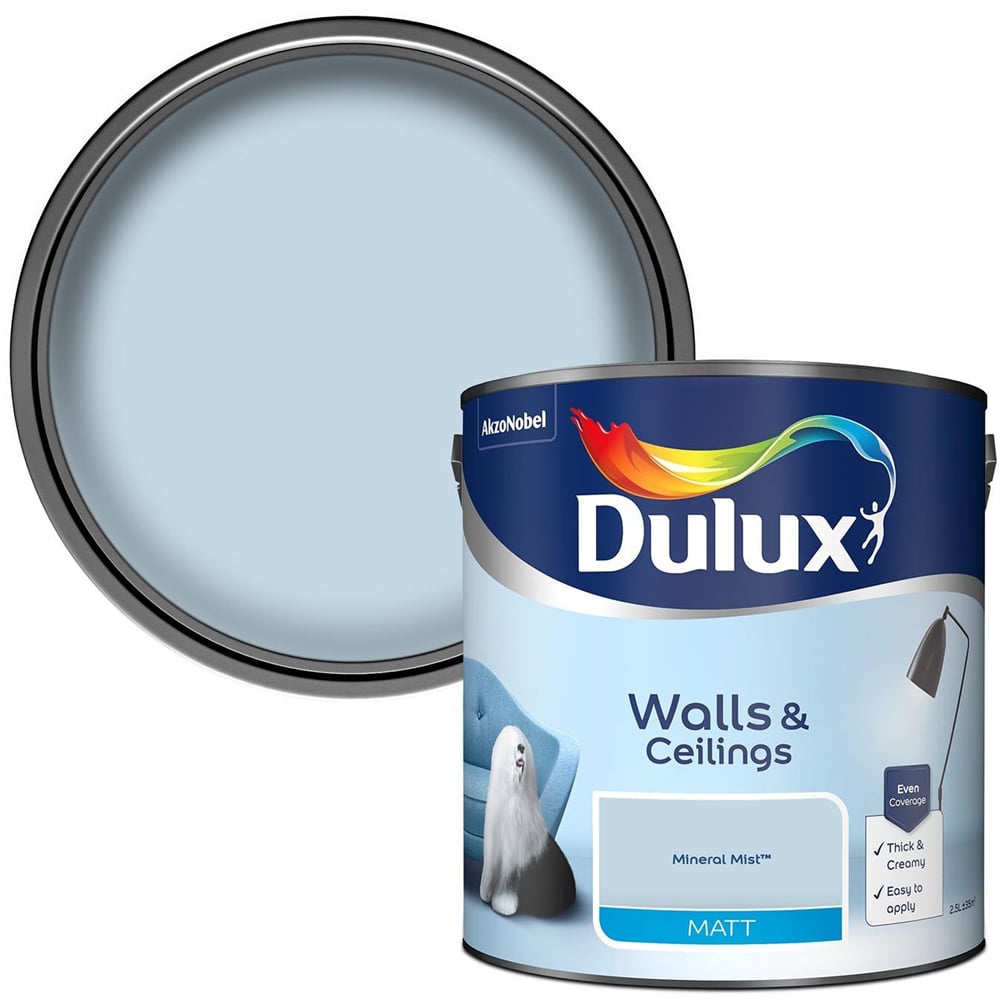 Dulux Walls & Ceilings Mineral Mist Matt Emulsion Paint 2.5L Image 1