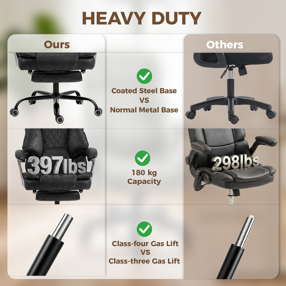 HOMCOM Black Big and Tall Office Chair with Lumbar Support Image 7