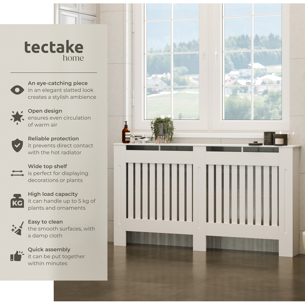 tectake Vila Wooden Louvre Radiator Cover 19 x 152 x 82cm Image 3
