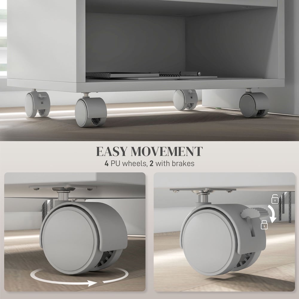 HOMCOM White Storage Printer Cart on Wheels Image 8