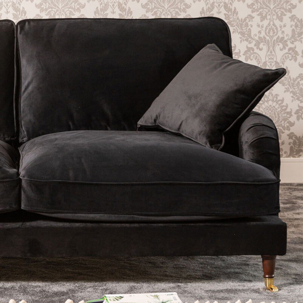 Mackenzie 3 Seater Black Plush Velvet Sofa Image 2