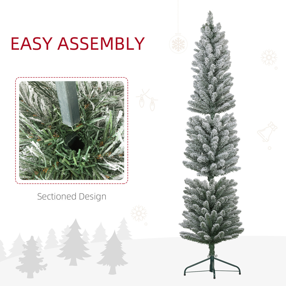 Everglow Snow Flocked Pencil Artificial Christmas Tree 6ft Image 6