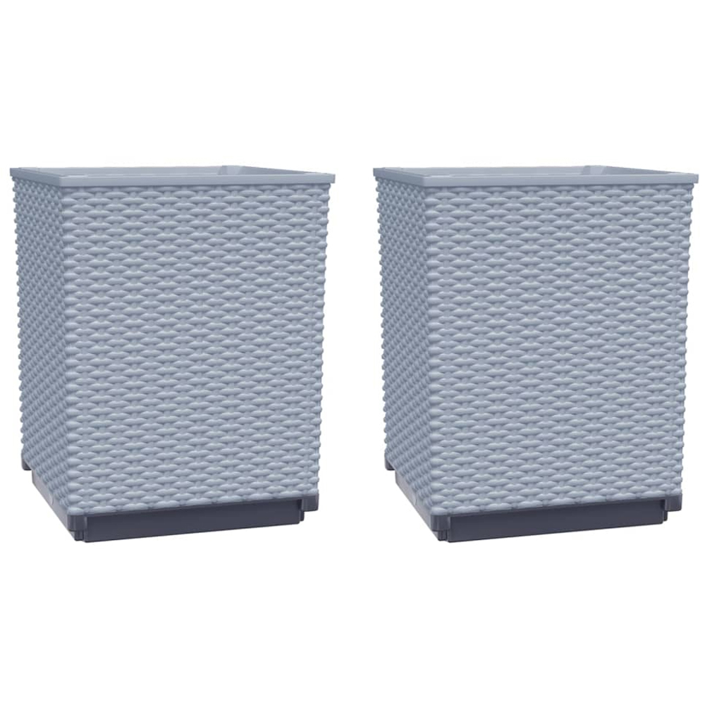 vidaXL Grey Polypropylene Rectangular Outdoor Planter Box 30 x 30 x 37cm Image 4