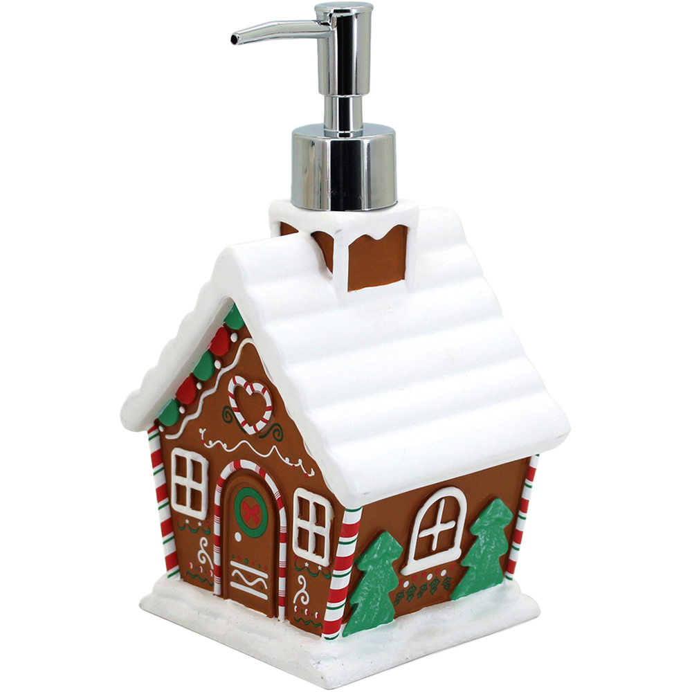 Festive Gingerbread House Soap Dispenser - Brown Image