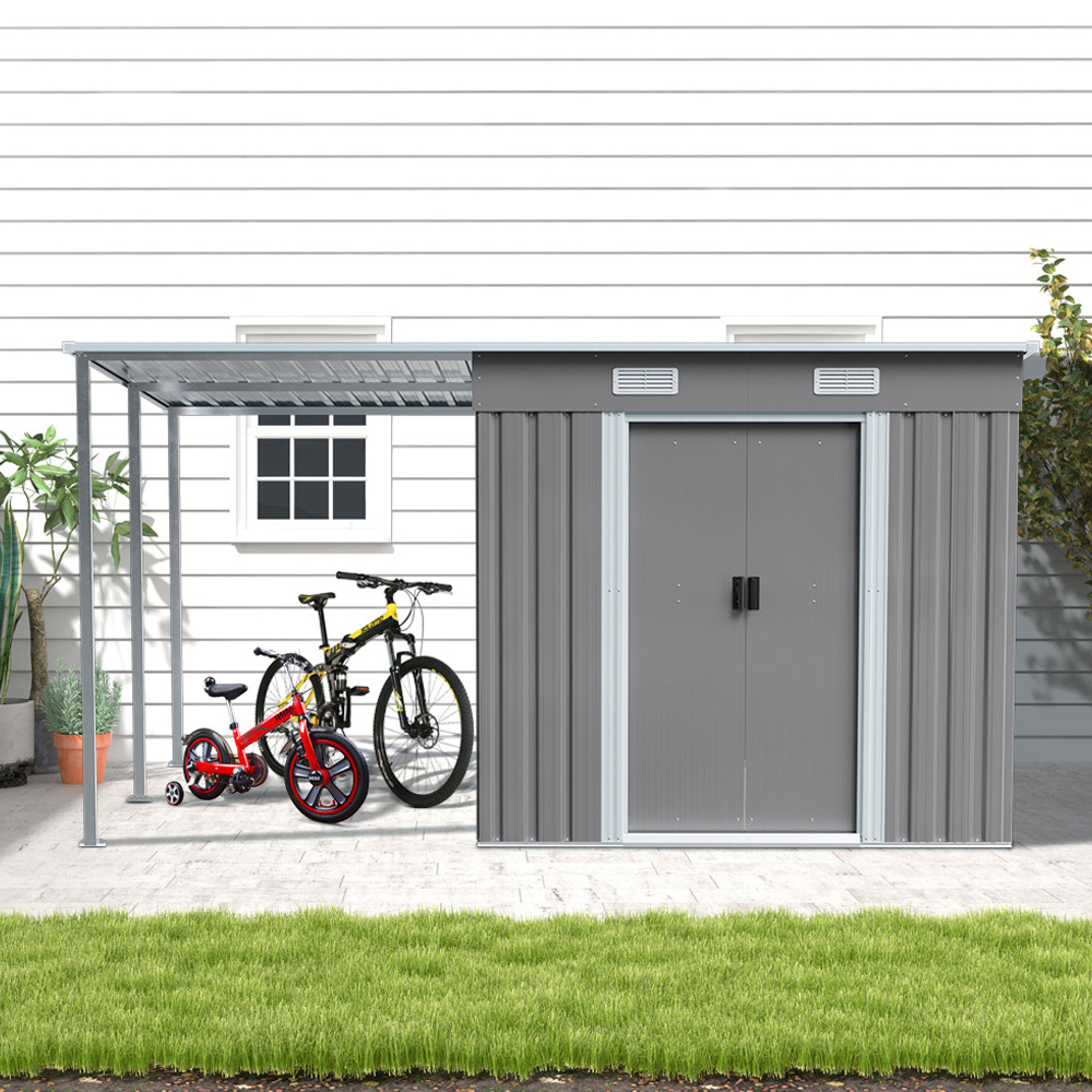 Living and Home 6.4 x 6.3ft Outdoor Metal Storage Shed with Lean To Image 2